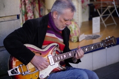 Busking in Winchester with his Epiphone guitar